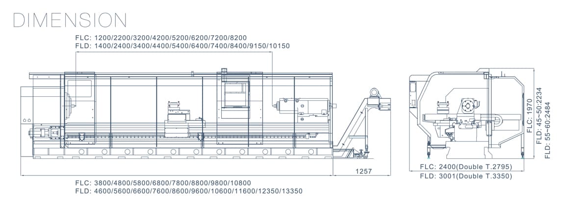 Dimension-FLD Series Flat Bed Heavy-Duty CNC Lathe